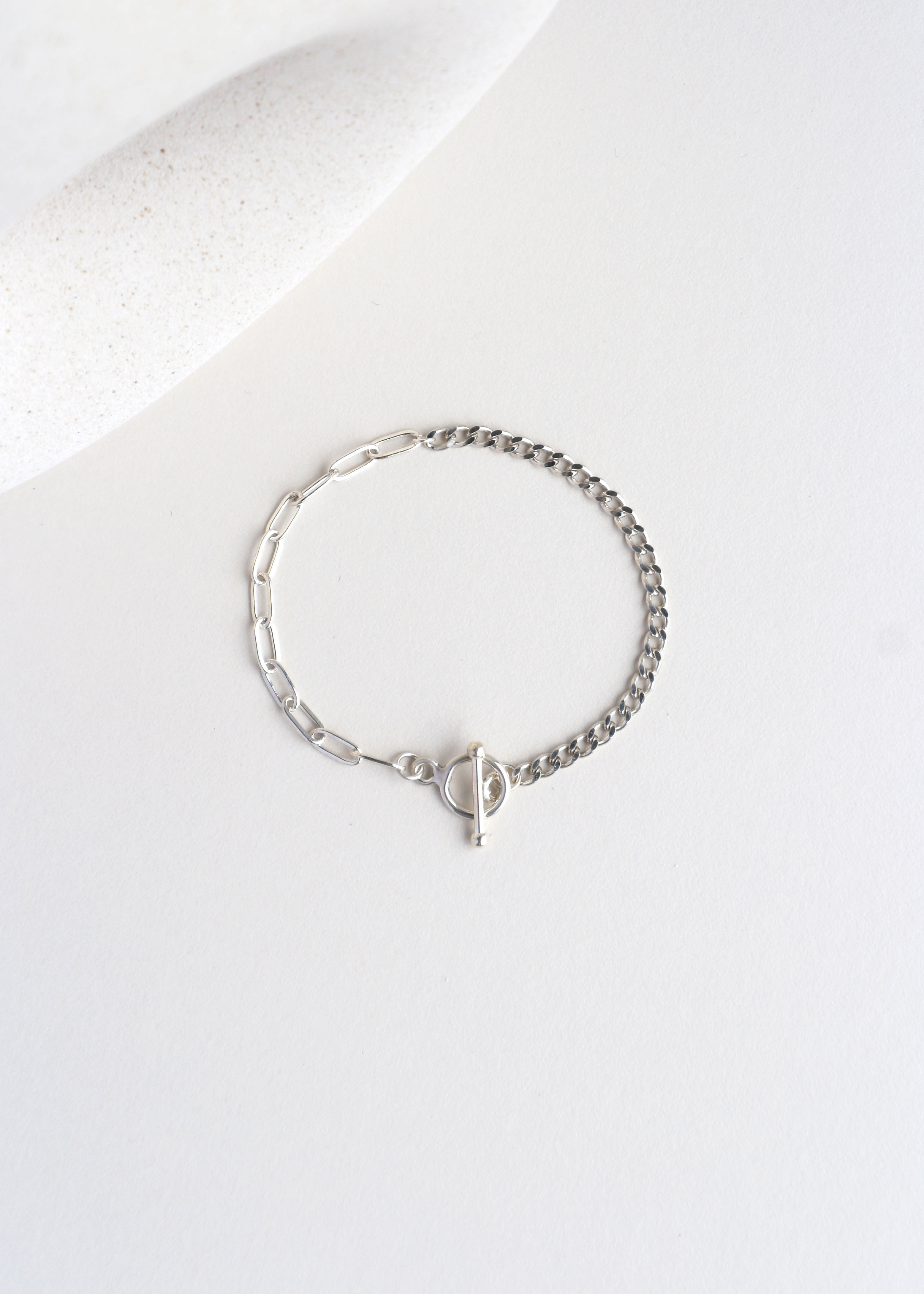 古巴方塊純銀不對稱手鍊