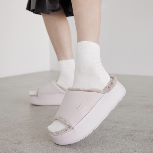 NIKE CALM ELEVATION 淺粉 櫻花粉 厚底 毛毛拖鞋 絨毛 休閒 HV8560-600