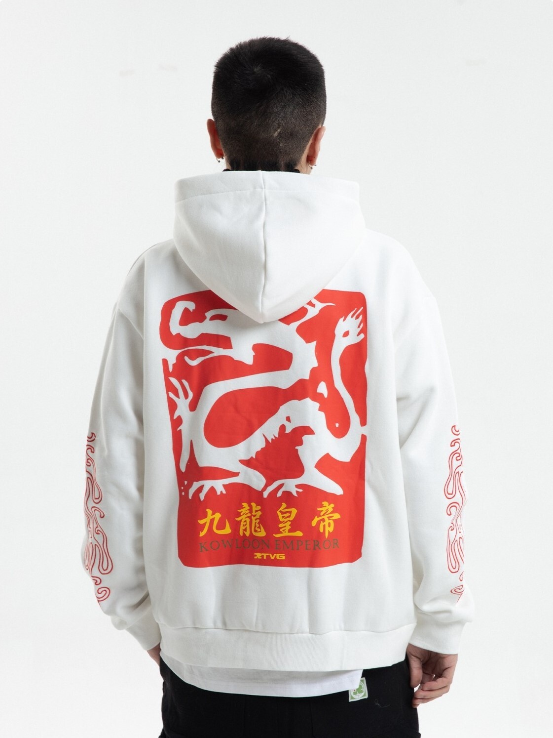 RTVG 九龍皇帝 龍年限定款 文字刺繡 白色帽T