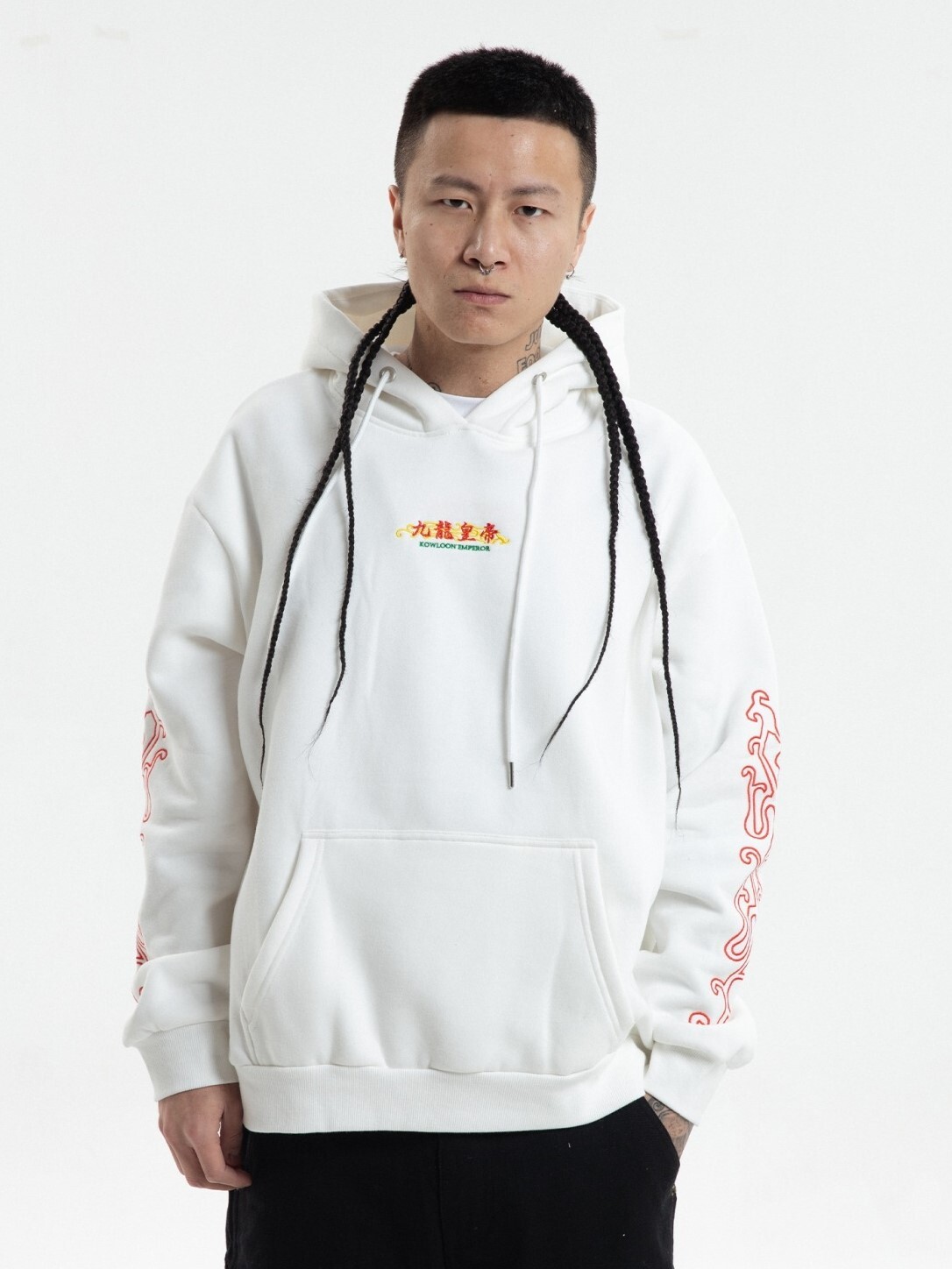 RTVG 九龍皇帝 龍年限定款 文字刺繡 白色帽T