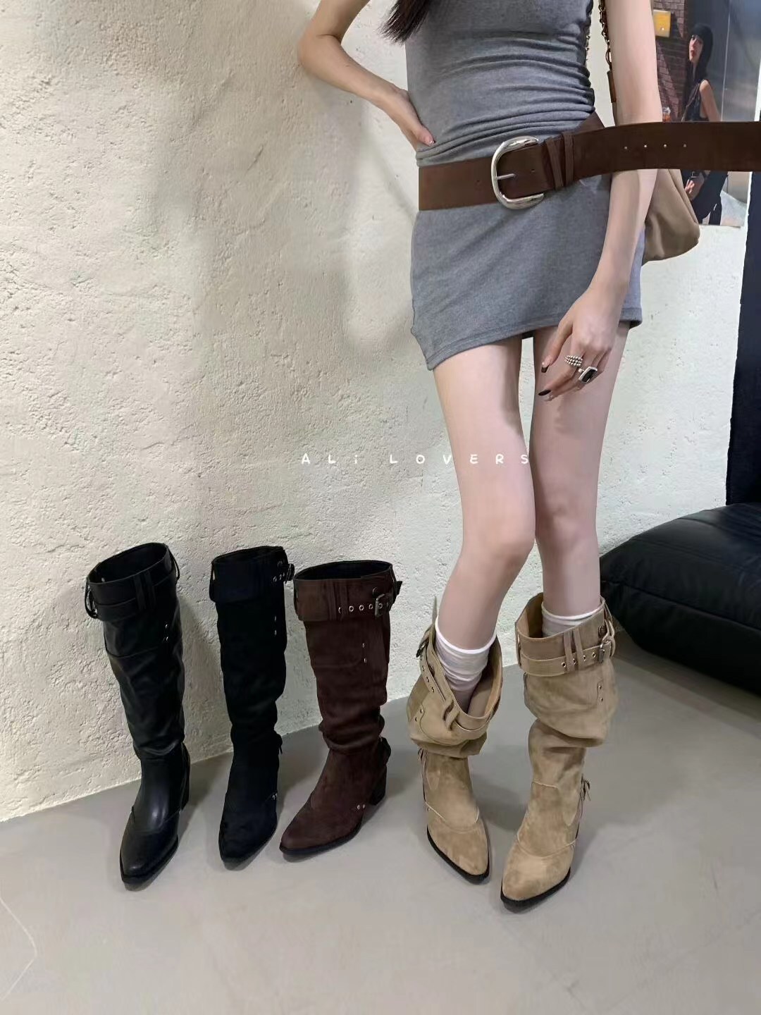 垂墜感歐美風大筒圍長靴