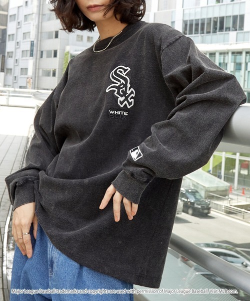 日本🇯🇵連線 MONO-MART x MLB 復古做舊刺繡長袖T恤 隊徽 刺繡 寬鬆 oversized 刷舊 4款(任買兩件711免運)/預購