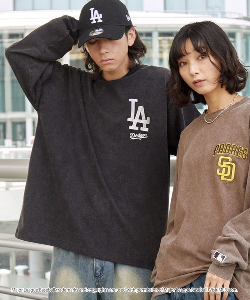 日本🇯🇵連線 MONO-MART x MLB 復古做舊刺繡長袖T恤 隊徽 刺繡 寬鬆 oversized 刷舊 4款(任買兩件711免運)/預購