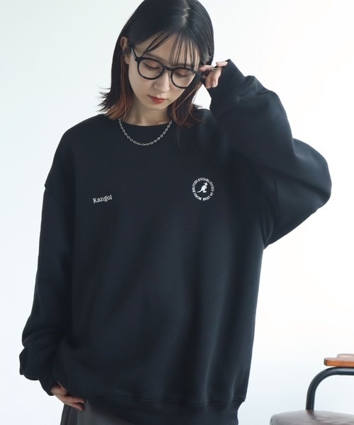 KANGOL / fleece-lined crew neck sweatshirt