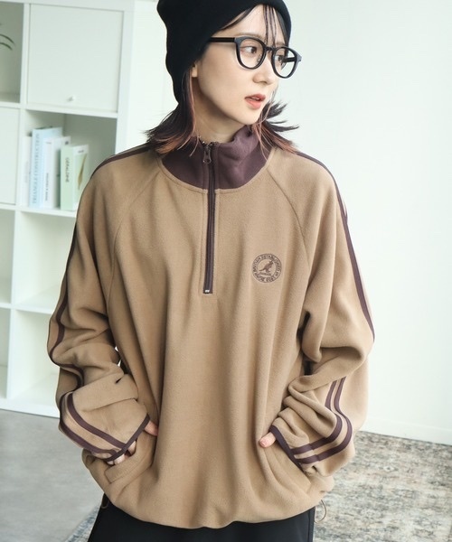 KANGOL / fleece half-zip pullover