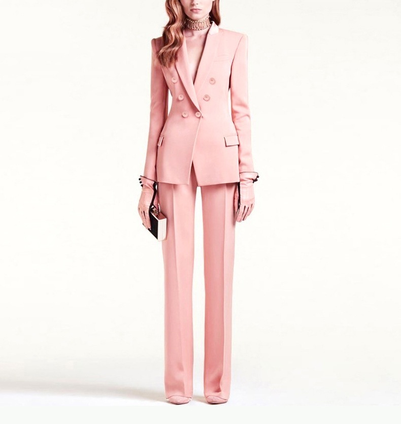 俐落線條 收腰西裝套裝(2件組)