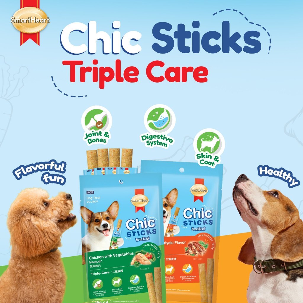（2款）泰國 SmartHeart Chic Sticks 三重強護滋心雞肉棒 狗零食