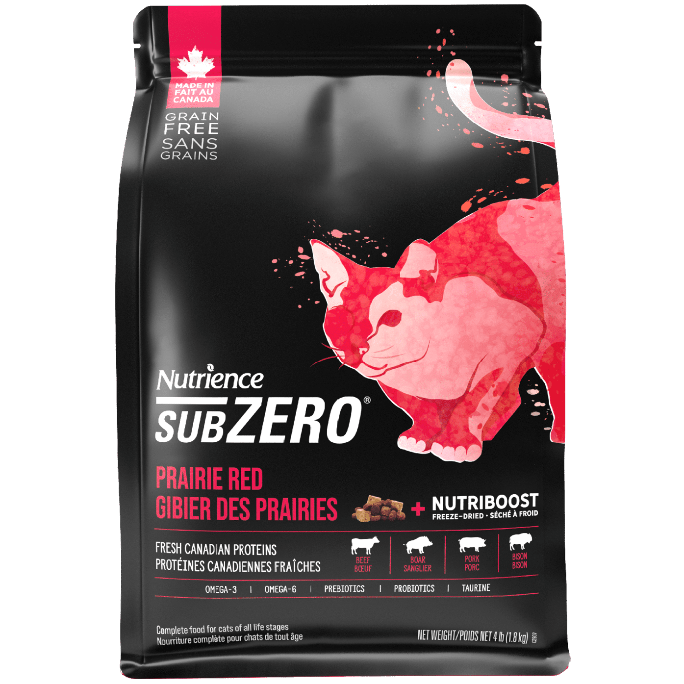 [限時優惠] [新包裝] Nutrience – SubZero凍乾鮮牛肝+紅肉+海魚 無穀物全貓配方 Prairie Red (紅) 10lb