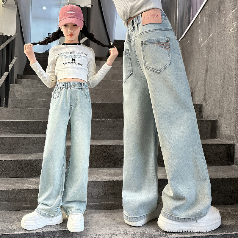 女童淺色牛仔褲 / 闊腿褲 120-170cm #5126