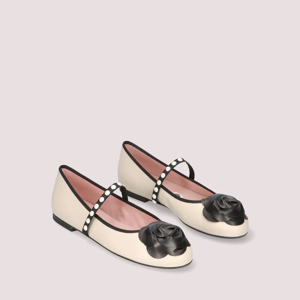 1PB1113-005 PRETTY BALLERINAS Nicole Ballet Flats White Leather #52568_001 (S-K11-E)