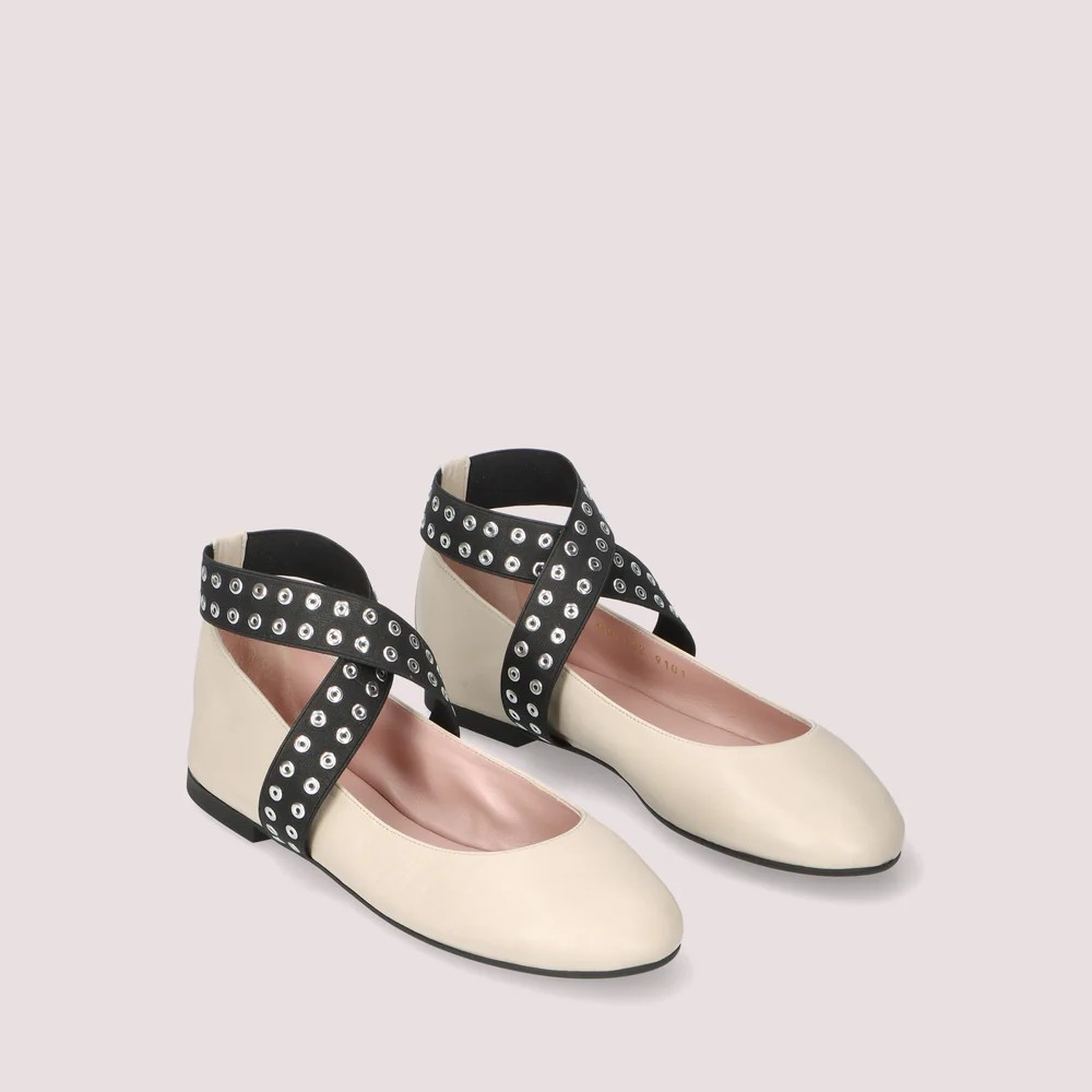1PB1113-009 PRETTY BALLERINAS Nicole Ballet Flats White Leather #52562_002 (S-K11-E)