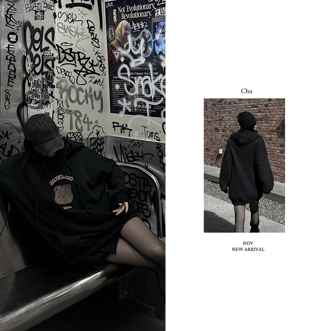 【 OMER奧默熊 】11.11 小熊日記’口袋帽TEE