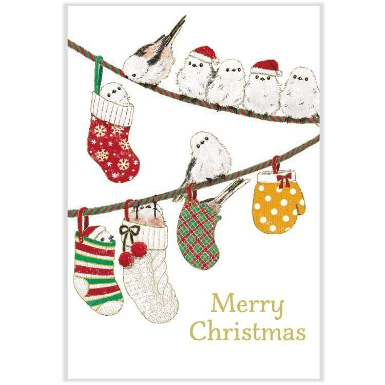 長尾山雀 箔押 聖誕明信片｜日本ACTIVE CORPORATION