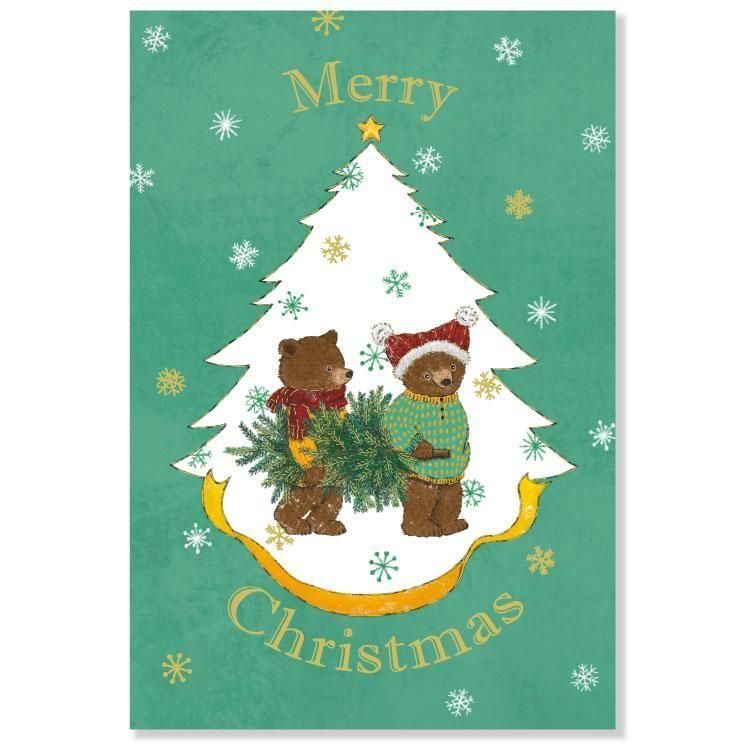 小熊 箔押 聖誕明信片｜日本ACTIVE CORPORATION