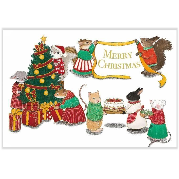 小動物們 箔押 聖誕明信片｜日本ACTIVE CORPORATION