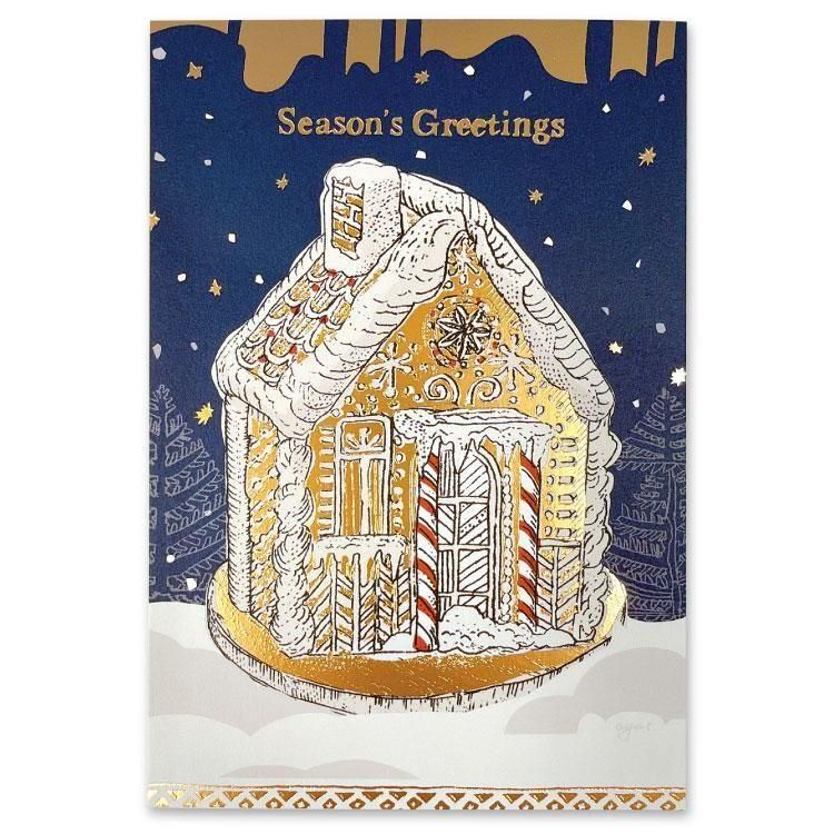 薑餅屋 井上綾 箔押 聖誕明信片｜日本ACTIVE CORPORATION