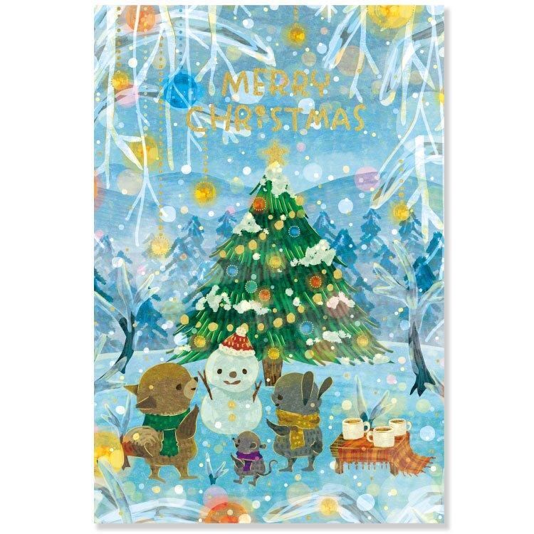 雪人 Muumegu 箔押 聖誕明信片｜日本ACTIVE CORPORATION