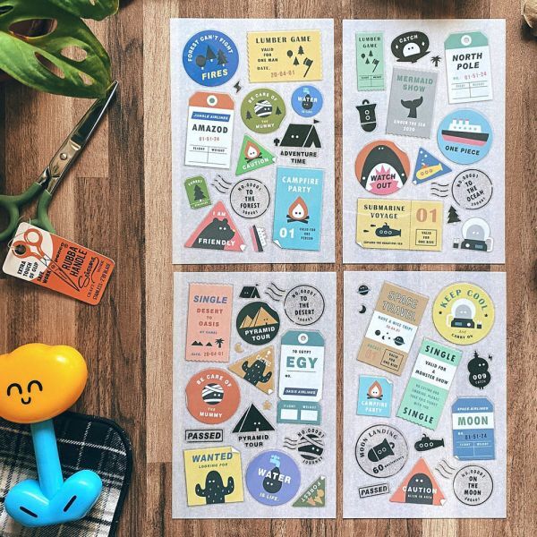 玩拼貼 4入感壓 轉印貼紙｜迪夢奇 Dimanche