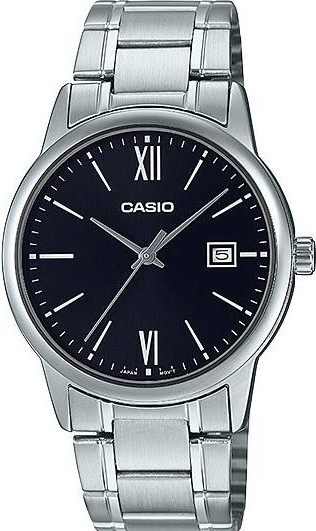 萬年鐘錶 - CASIO 卡西歐  黑面復古羅馬時標日期休閒男錶 MTP-V002D-1B3 錶徑37MM