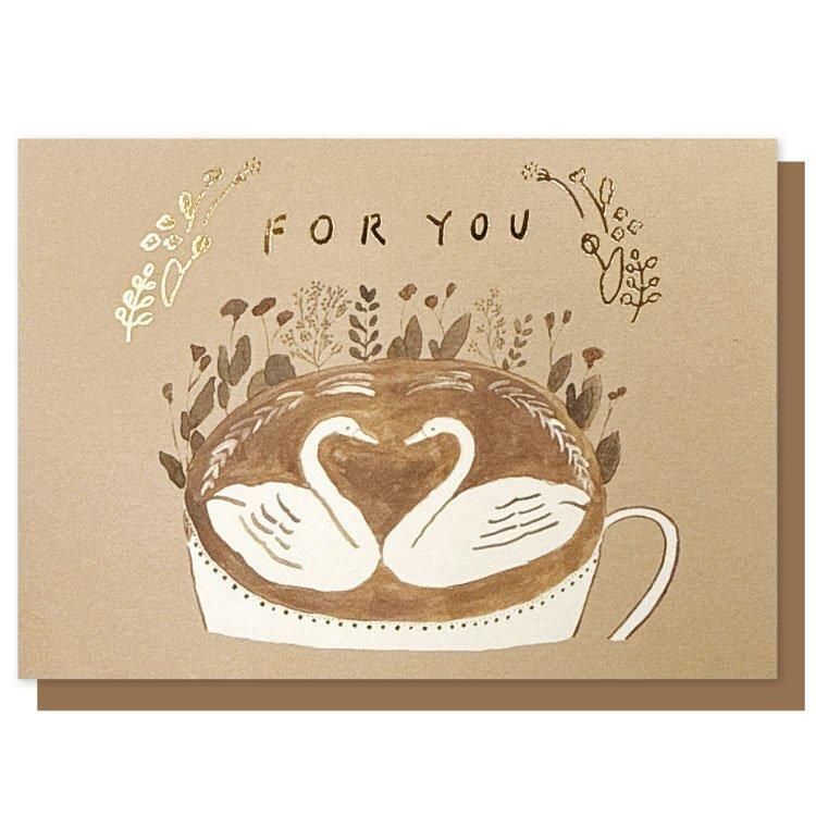 天鵝拿鐵「FOR YOU」卡片 萬用賀卡  Tobimatsu Shoichiro｜日本ACTIVE CORPORATION