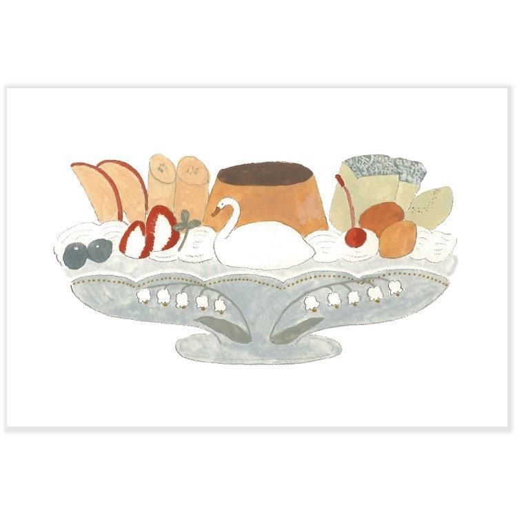 布丁冰淇淋 插畫明信片 Tobimatsu Shoichiro｜日本ACTIVE CORPORATION