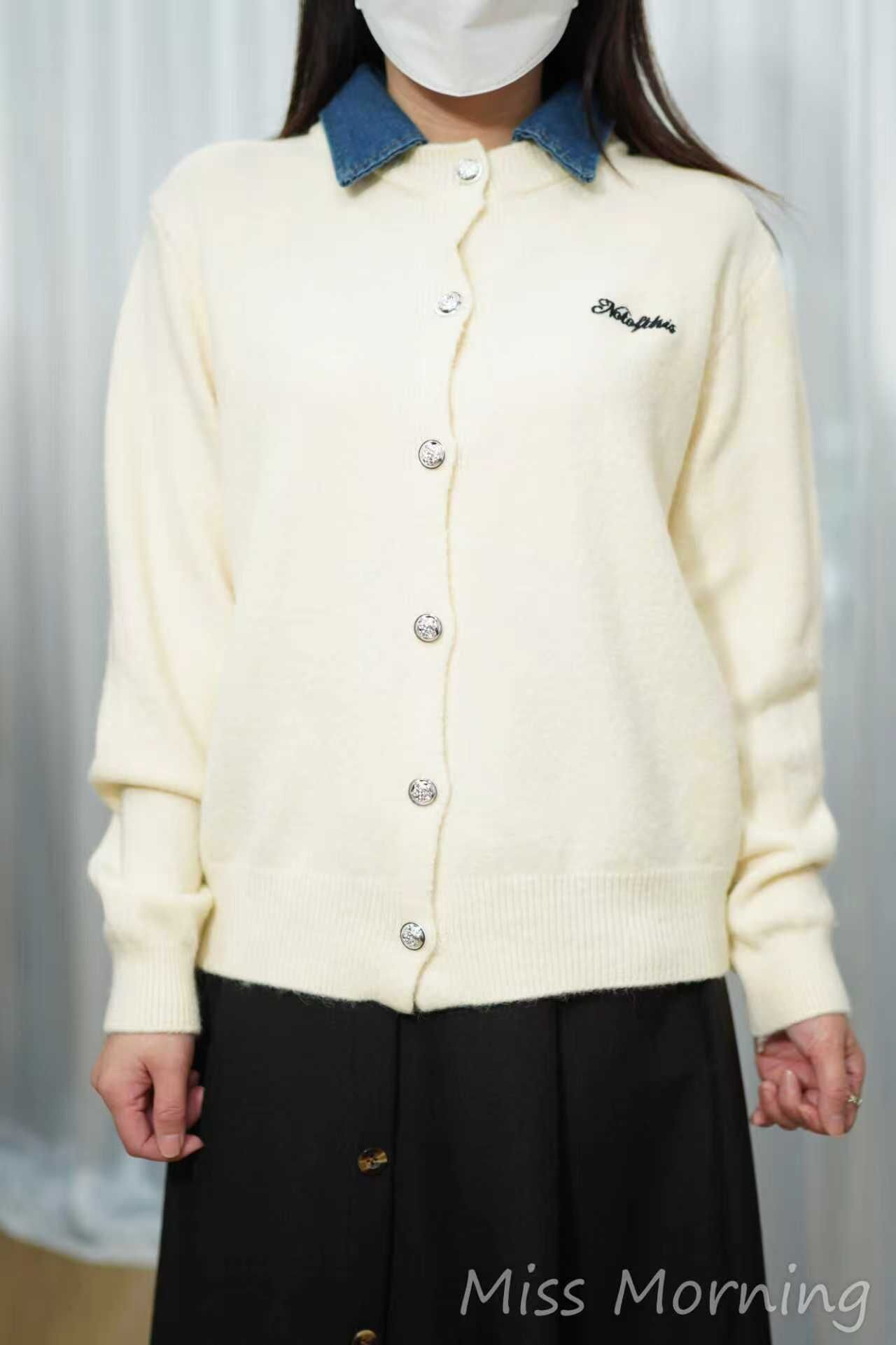 拼牛仔領款上衣(14914)