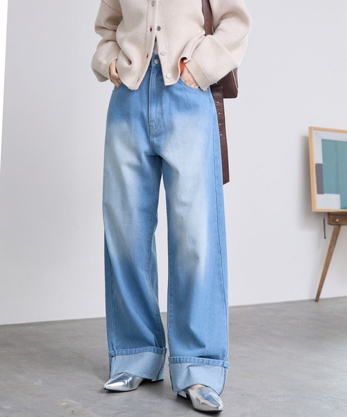 <超殺折扣🇯🇵>日本 Mono Mart 復古 捲邊 高腰 寬鬆 牛仔褲 四色