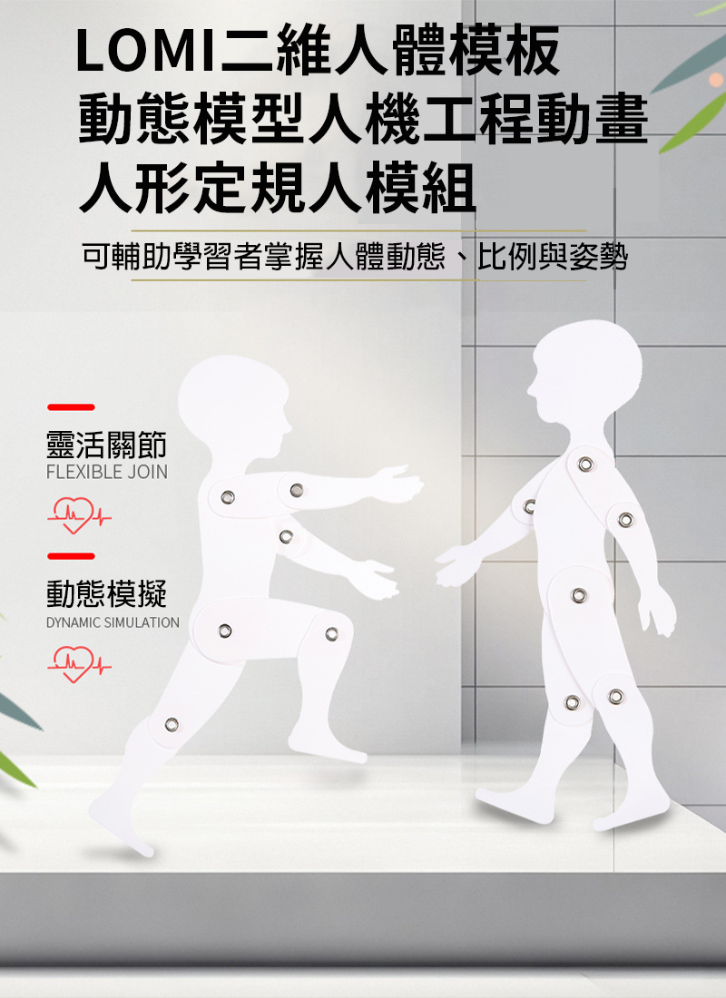 LOMI二維人體模板動態模型人機工程動畫人形定規人模組 HD003C