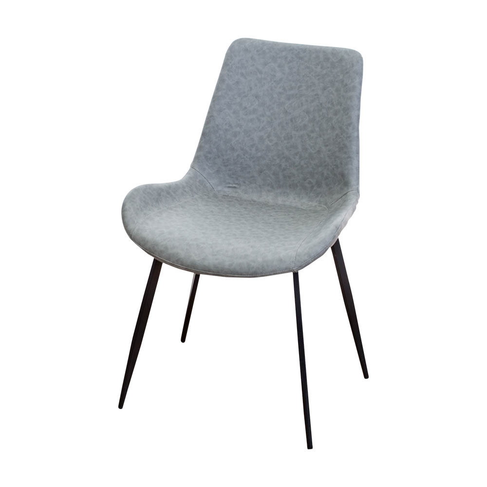 柏萊工業風灰色皮革餐椅/單椅