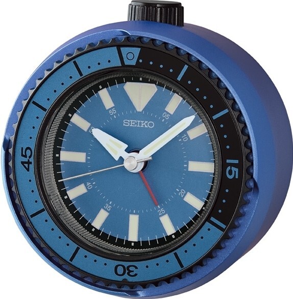 萬年鐘錶 - SEIKO 計時鬧鐘  水鬼造型靜音滑動式秒針貪睡造型鬧鐘 QHE207E 直徑10.4CM