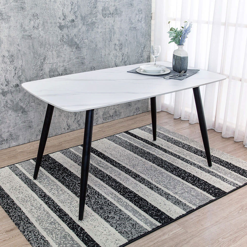 柏萊4.7尺工業風白色岩板/石面餐桌