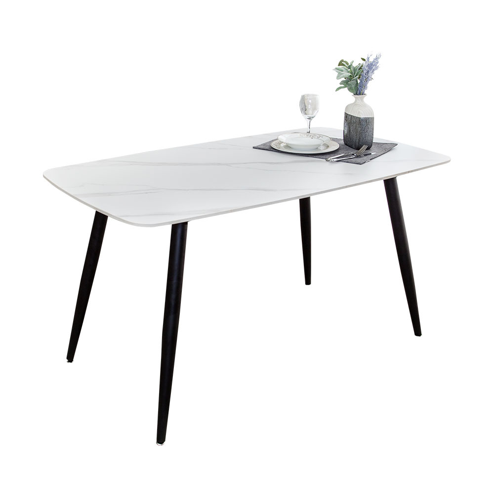 柏萊4.7尺工業風白色岩板/石面餐桌