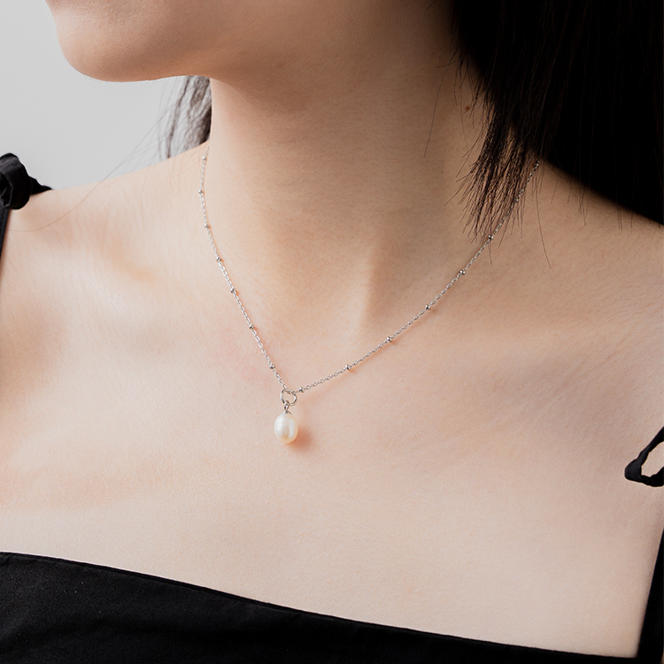miramira珠光｜單鏈單顆墜項鍊B1562-銀00489