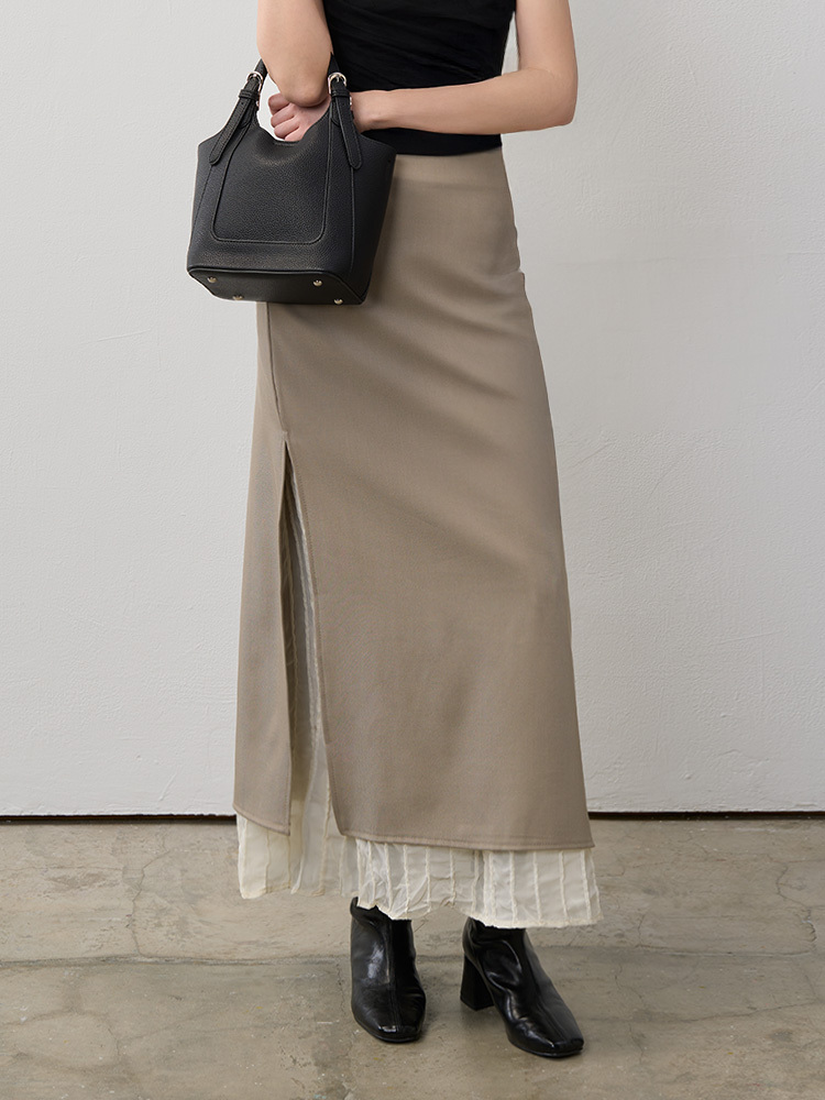 OH！HER 拼接開衩西裝長裙