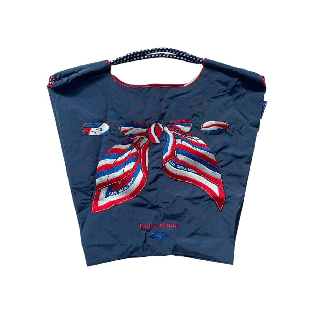 Ball＆Chain 刺繡環保購物袋 M號 - 深藍 (33300232)