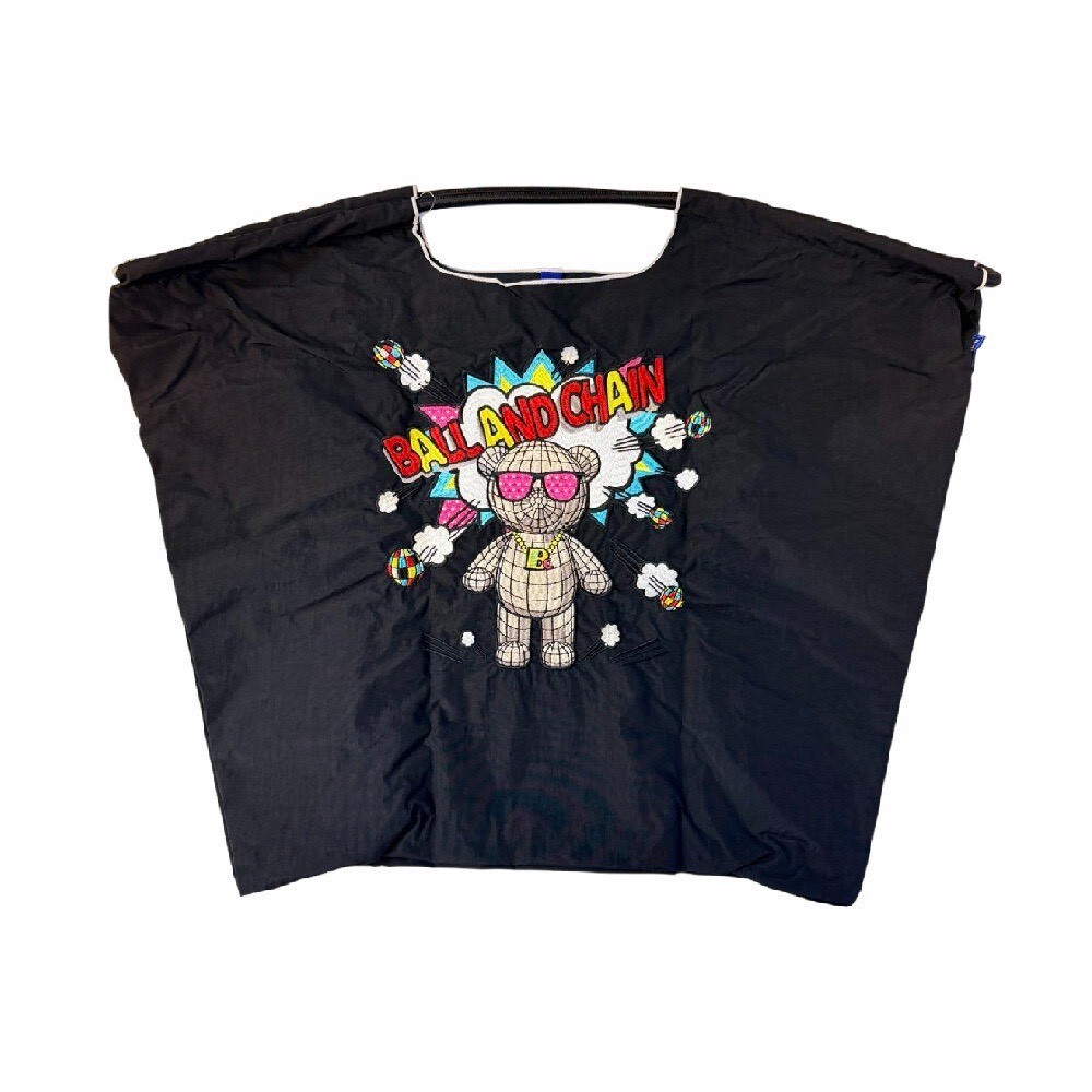 Ball＆Chain 刺繡環保購物袋 L號 - 黑 (30116901)