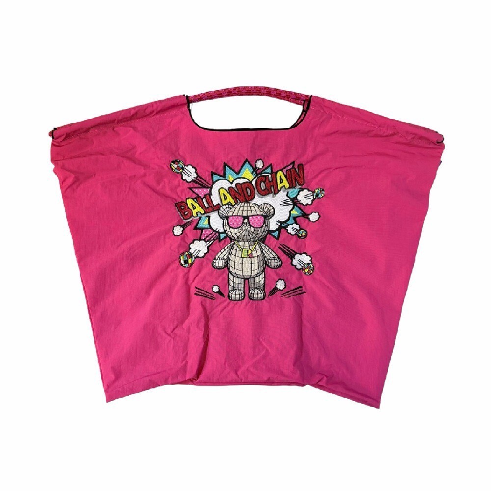 Ball＆Chain 刺繡環保購物袋 L號 - 桃紅 (30116909)