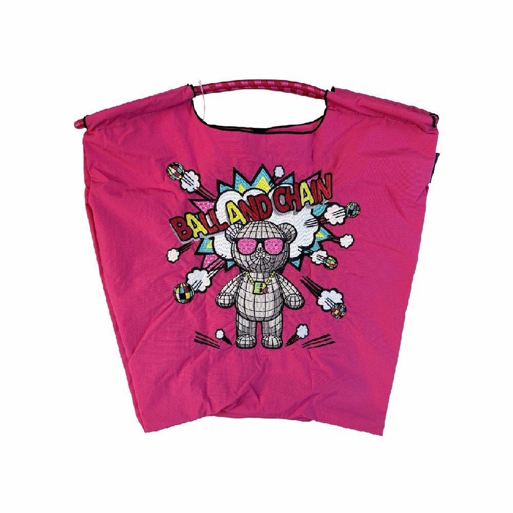 Ball＆Chain 刺繡環保購物袋 M號 - 桃紅 (30106909)