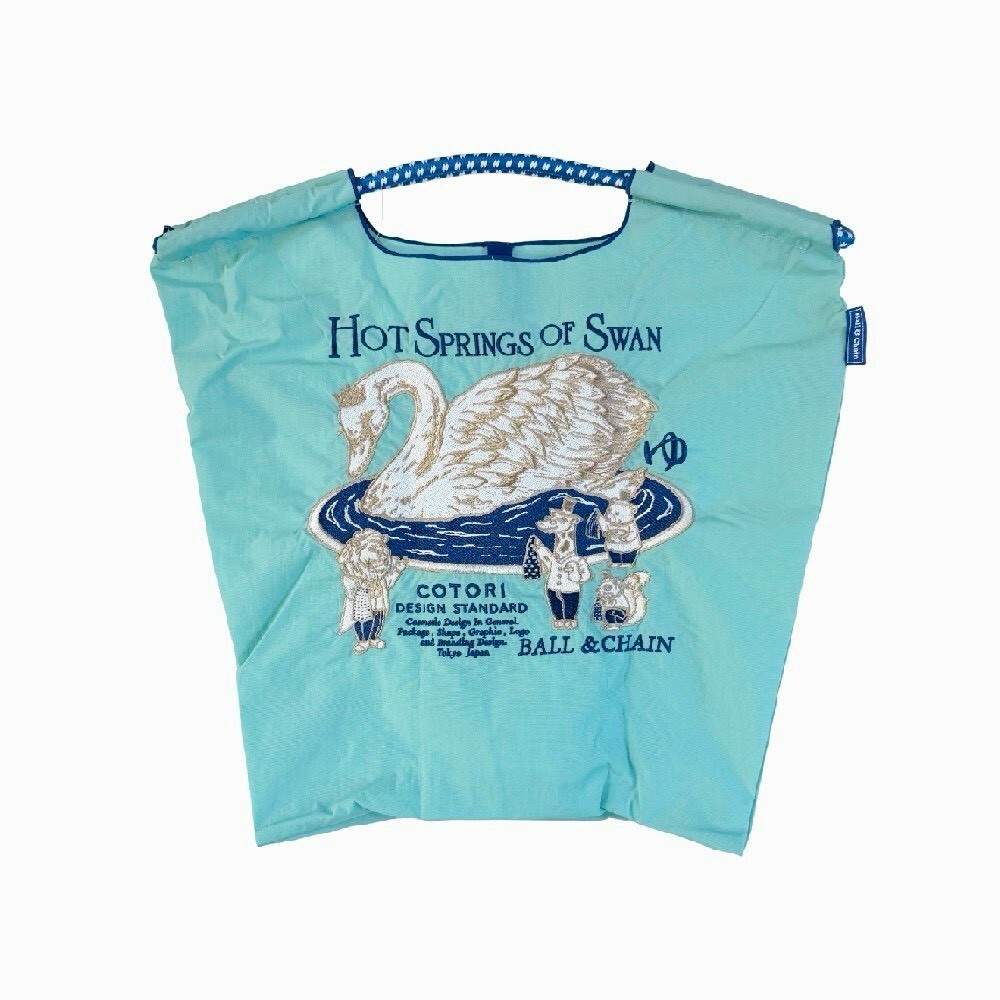 Ball＆Chain 刺繡環保購物袋 M號 - 藍 (32100936)