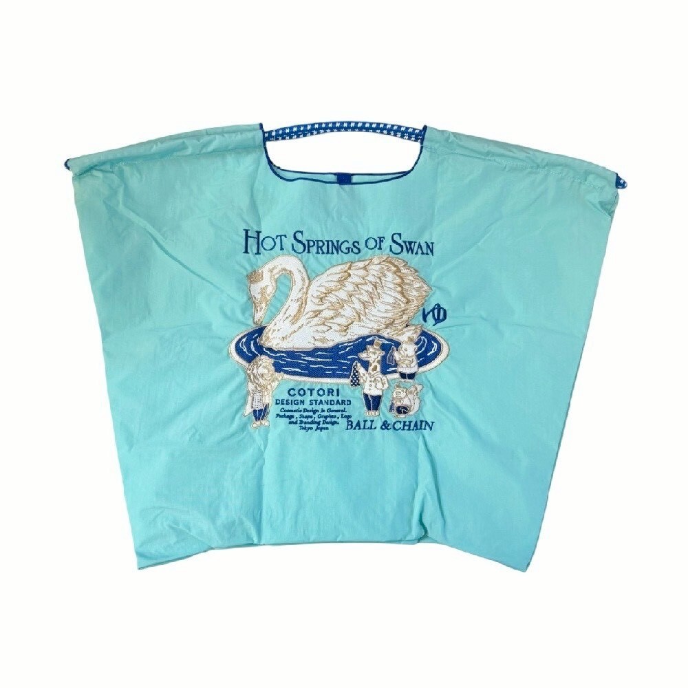 Ball＆Chain 刺繡環保購物袋 L號 - 藍 (32110936)