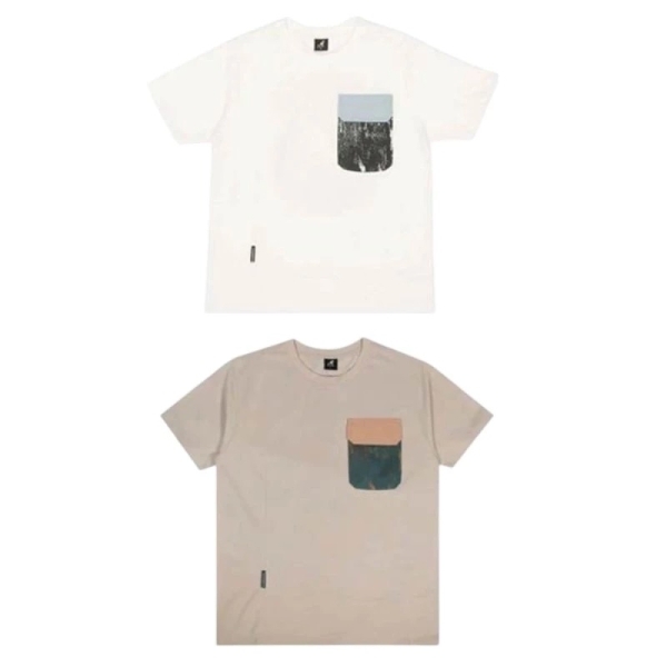 KANGOL 短袖 卡其 白 口袋 剪接 短T 中性 6425101131 6425101100