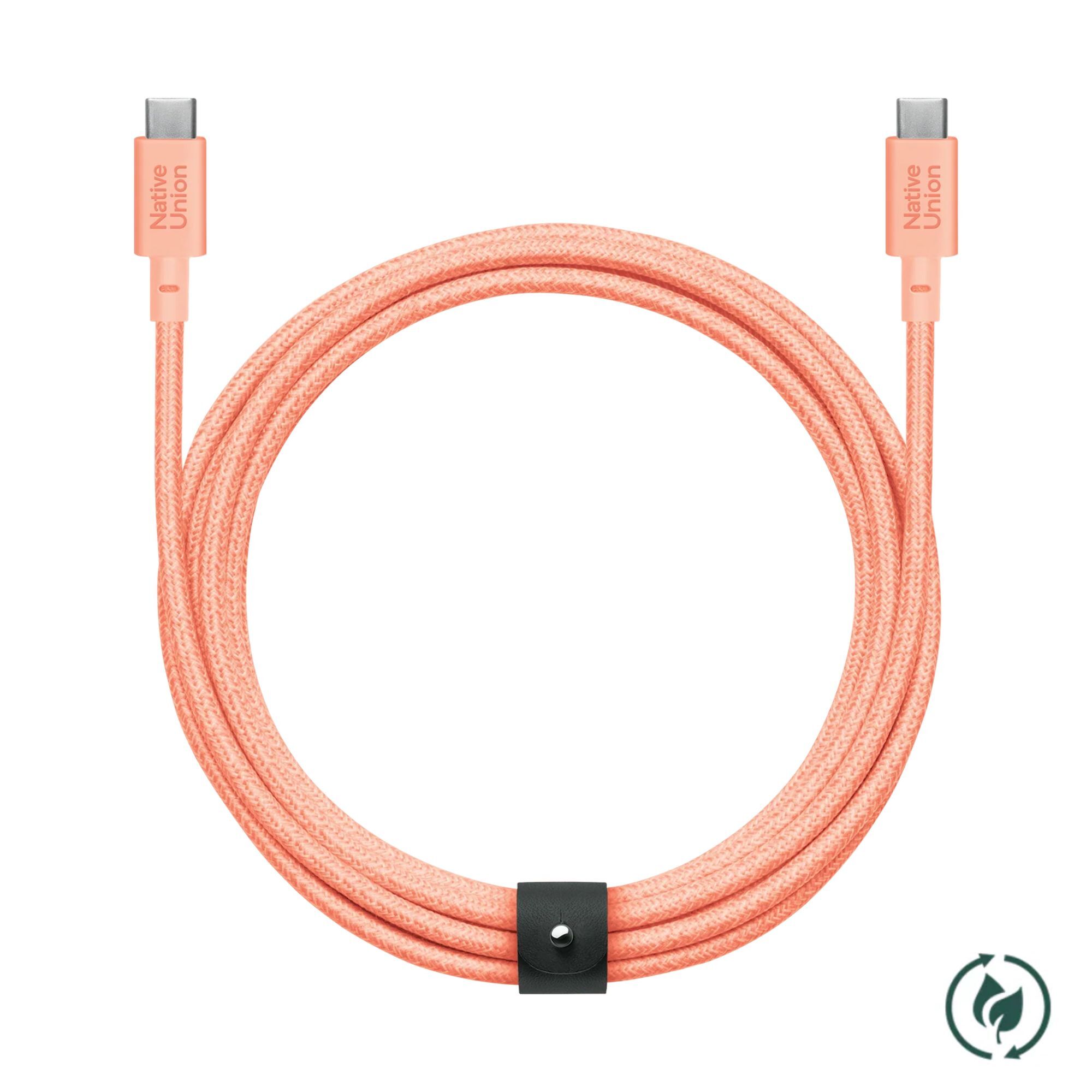 [C-C] 3公尺-100W-BELT快充充電線-杏桃粉