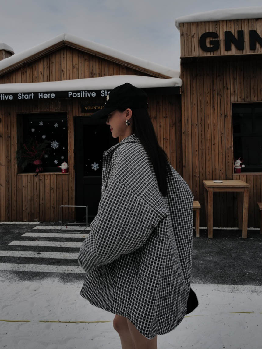 格紋鋪棉襯衫棉襖*3色