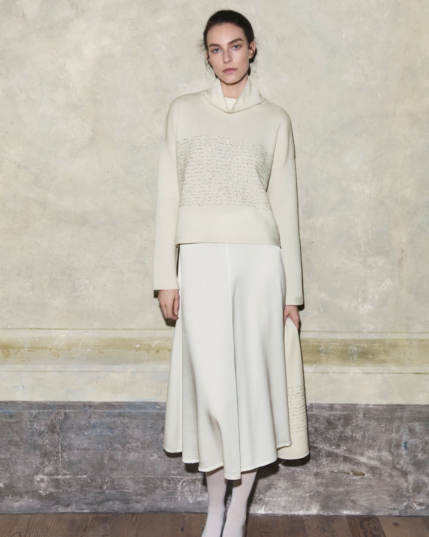 Amina Rubinacci銀絲亮片羊絨毛衣