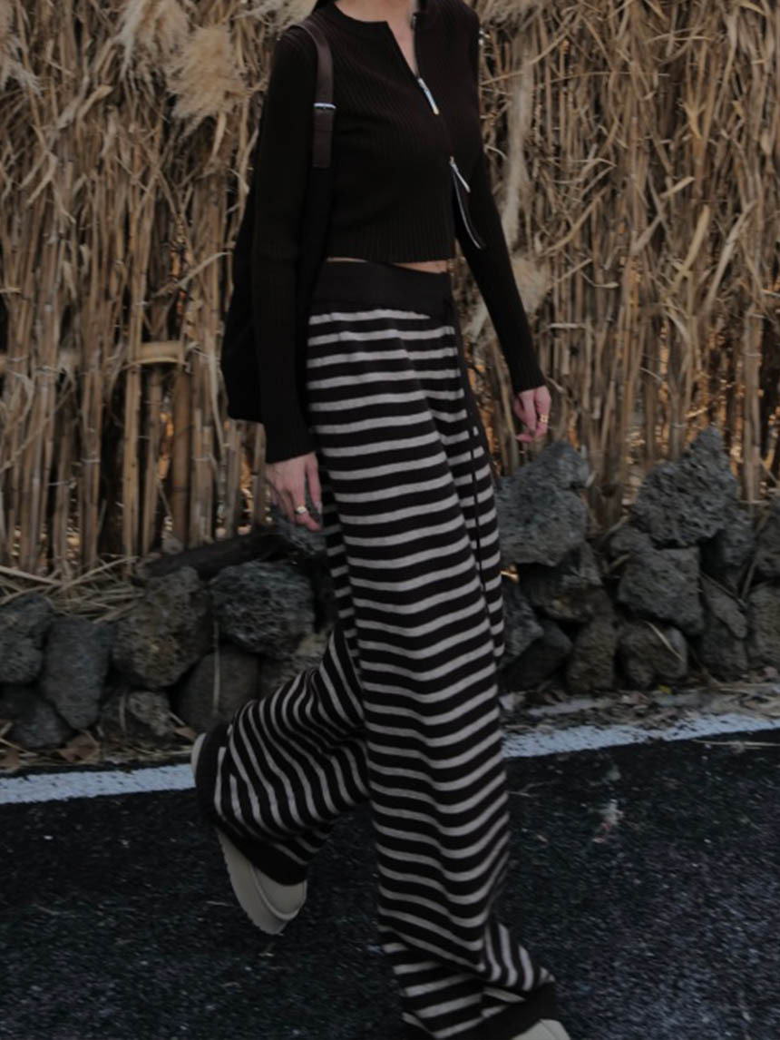 條紋針織長褲*3色