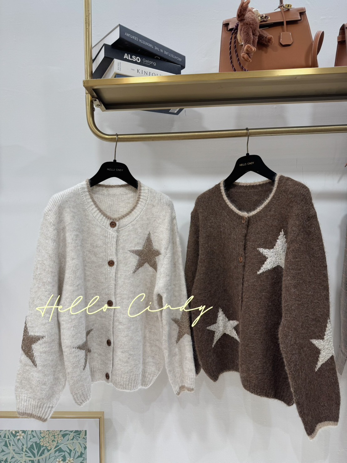 B11045 優雅的金色星星微毛海針織毛衣