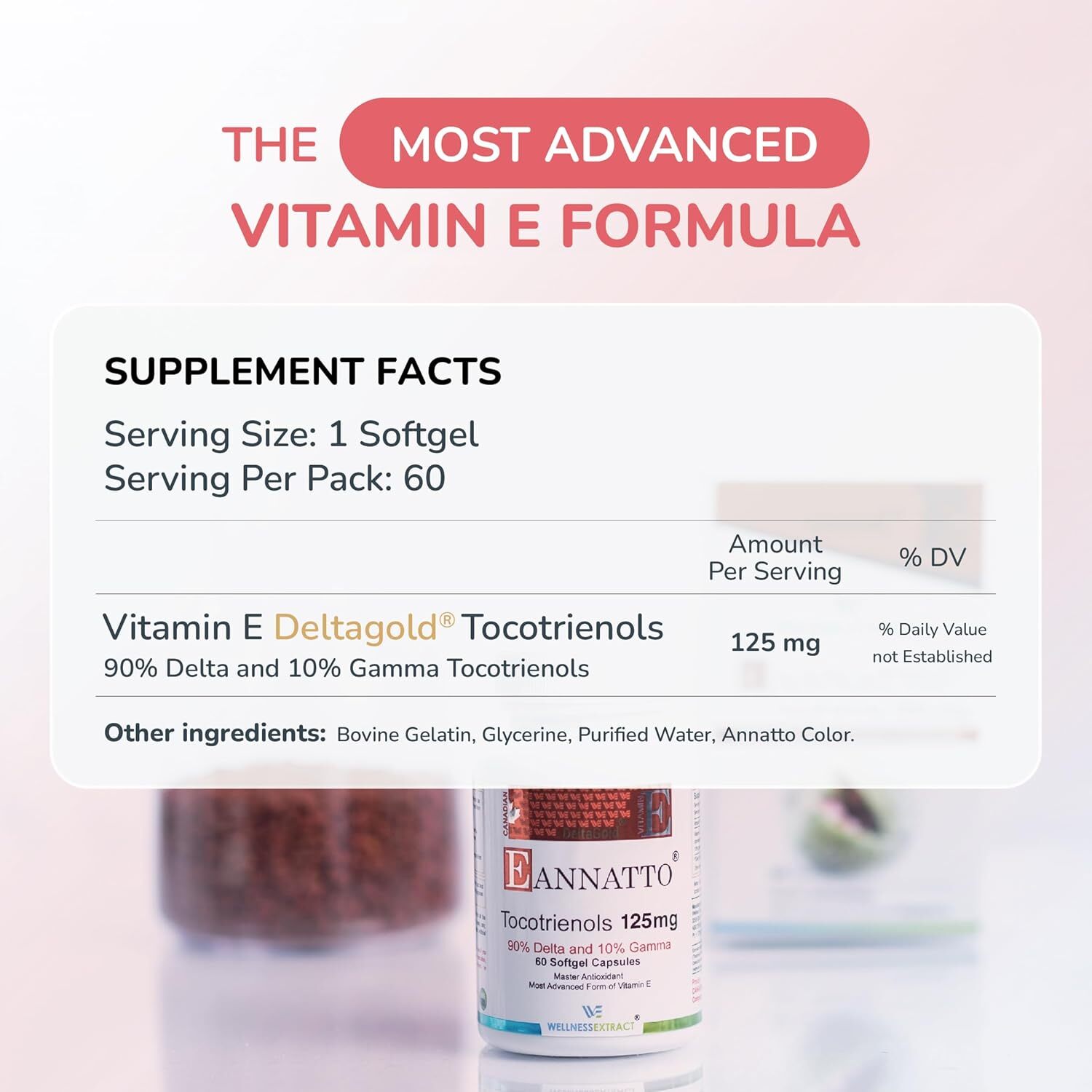 代購 WELLNESS EXTRACT Eannatto Tocotrienols 125MG 60 Softgels