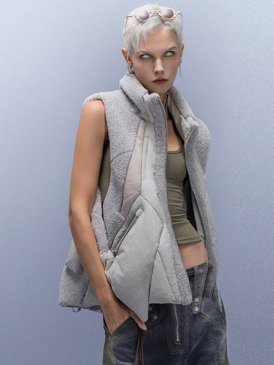 XIPHEVIL「機械式手羽絨馬甲」高領加絨防風百搭輕保暖背心賽博龐克