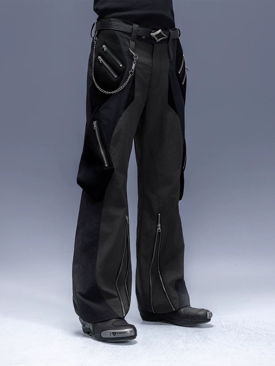 XIPHEVIL「執刑者長褲」微彈多口袋拉鍊修身可調式寬褲賽博龐克