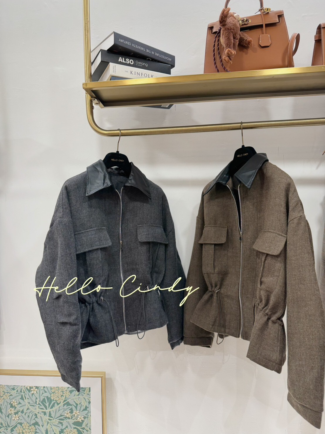 B11052 帥氣感滿滿的皮領縮腰毛料外套